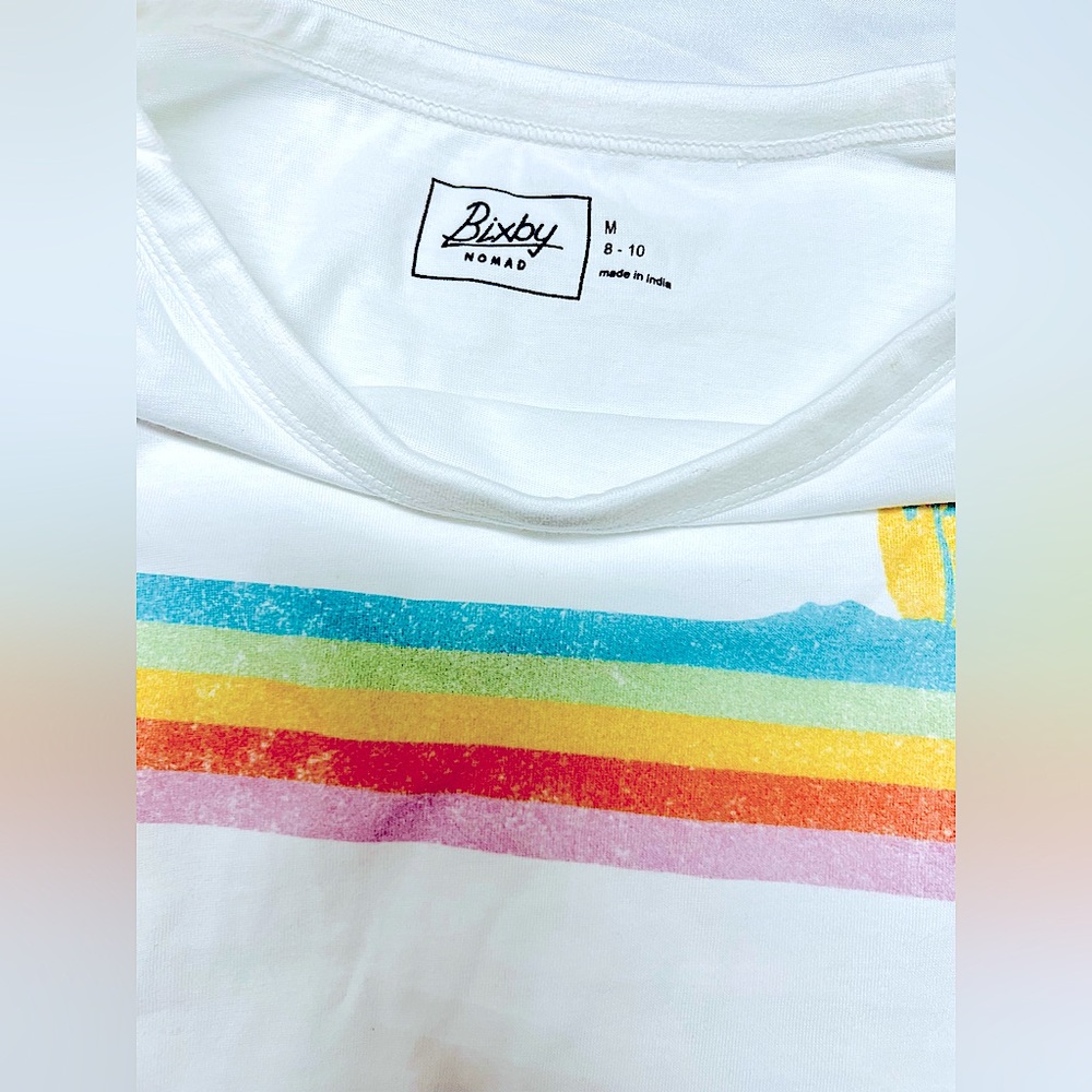 New with tags Bixby Nomad Tie Front Graphic Tee Girls sz M(8-10) colorful top - Picture 2 of 7